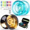 MAGICYOYO Gift Pack of 2 Yoyos - Responsive Yoyo K2 Crystal and Unresponsive Metal Yo-yo N11, Dual Purpose Yo yo for Kids and Adults, Extra 2 Hole Case + 12 Strings + Bearing Kit view 1