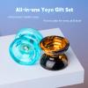 MAGICYOYO Gift Pack of 2 Yoyos - Responsive Yoyo K2 Crystal and Unresponsive Metal Yo-yo N11, Dual Purpose Yo yo for Kids and Adults, Extra 2 Hole Case + 12 Strings + Bearing Kit view 2