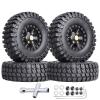HobbyPark Brass 1.0 Beadlock Wheels and Tires for Traxxas TRX4M Upgrades Parts Axial SCX24 1/24 RC Crawler Replacement (4-Pack) (Tpye D) view 1
