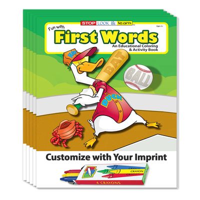 ZOCO First Words Custom Coloring Books for Kids (250 Bulk Pack, With Crayons) Preschool & Kindergarten Language Activity Books Early Reading, Vocabulary & Coloring Fun