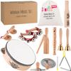 Stoie's Wooden Toddler Musical Instruments with Drum, Flute, Hand Bells, Cymbals, Castanets, Triangle, for Babies and Toddlers, Eco Friendly Montessori Educational Toy view 1