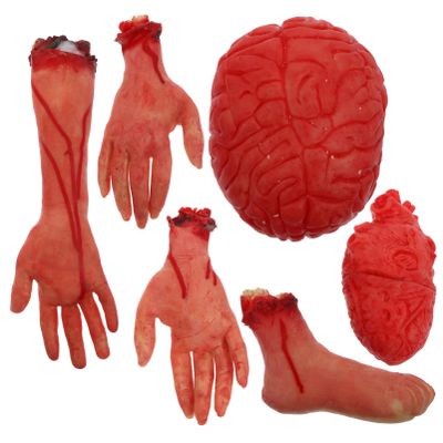 Ciieeo 6pcs Halloween Decoration Halloween Costumes Hooded Cape Premie Clothes Halloween Bloody Hands Halloween Party Bloody Prop The Banner Red Body Halloween Decor