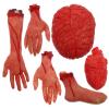 Ciieeo 6pcs Halloween Decoration Halloween Costumes Hooded Cape Premie Clothes Halloween Bloody Hands Halloween Party Bloody Prop The Banner Red Body Halloween Decor view 1
