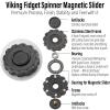 FREELOVE Viking Pirate Magnetic Slider & Fidget Spinners for Adults, Heavy Metal Figette Spin, Premium Bearing, Silent Long Spinning, Small Gossip Desgin, Stainless Steel Nuc Black view 3