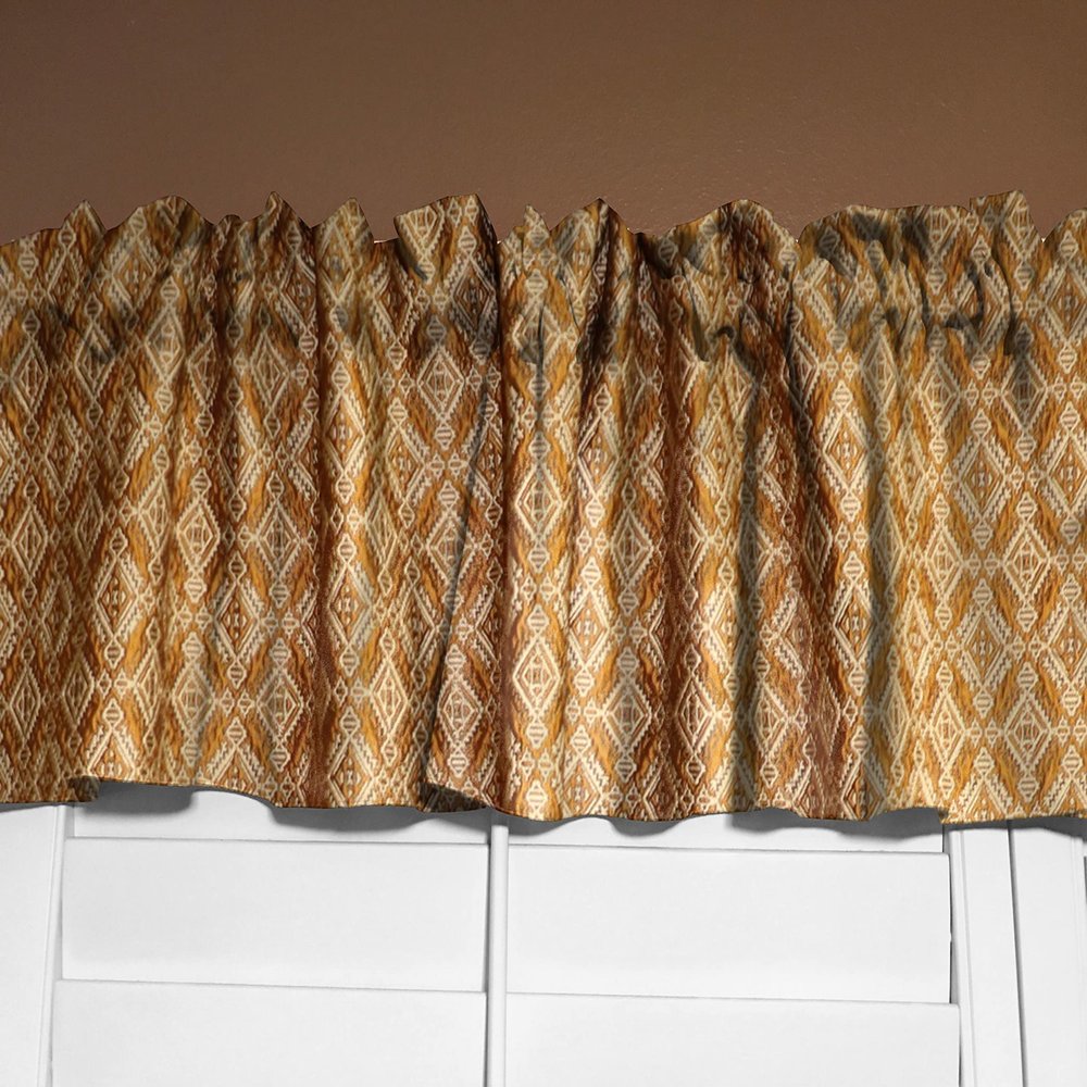 Zen Creative Designs Jacquard Diamond Ogee Window Valance 54" Wide Panel/Kids Room Window/Nursery Window Treatment/Home & Kitchen Dcor(16" Tall, Brown)