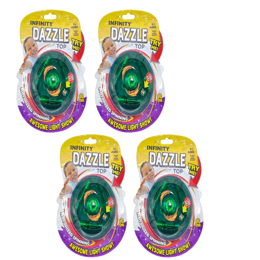 Infinity Dazzletop Party Pack! 4 Pack! Batteries Included, LED Light Show! Motorized Spinning, Easy Turn on and Off! Fun for All Ages!