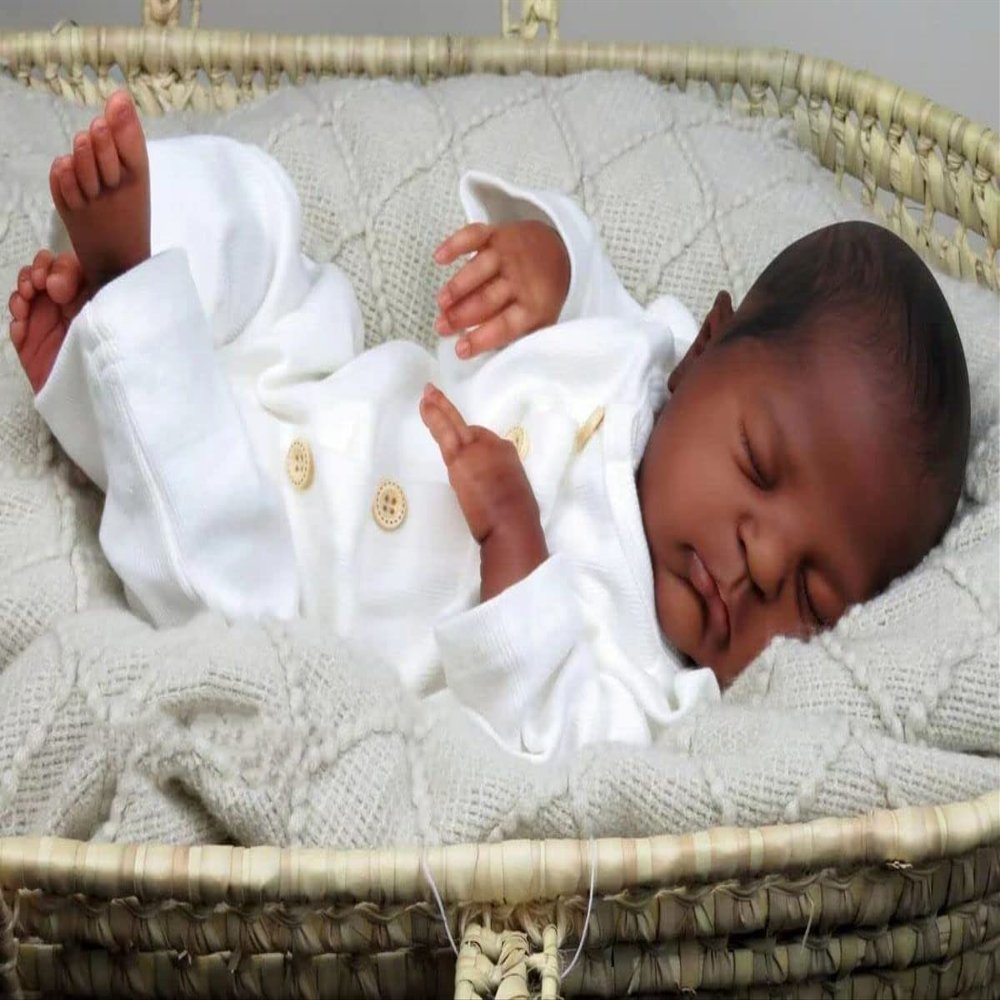 KOKOMANDY 20 Inch Sleeping Reborn Baby Dolls Black African American Lifelike Dark Skin Baby Boy Realistic Reborn Newborn Babies That Look Real Cute Reborn Toy for Toddler Kids