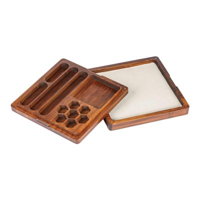 UDIXI 2 in 1 DND Dice Box, Bamboo Storage Box with Magnetic Lid & D&D Dice Holder Case, Dice Rolling Tray Combined into One for RPG, Tabletop Games | Holds 6 Sets of Polyhedral Dice