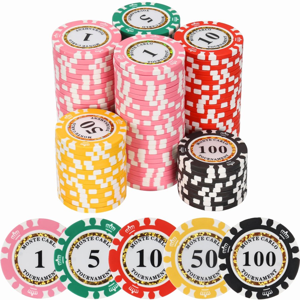 125pcs Clay Poker Chips Denominations 13.5 Gram Blacakjack Casino Chips Numbered Bulk Iron Clay Composite Poker Chip Set Casino Games Gambing Poker Texas Hold'em Black jack,Card Club Late Night