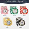 125pcs Clay Poker Chips Denominations 13.5 Gram Blacakjack Casino Chips Numbered Bulk Iron Clay Composite Poker Chip Set Casino Games Gambing Poker Texas Hold'em Black jack,Card Club Late Night view 4