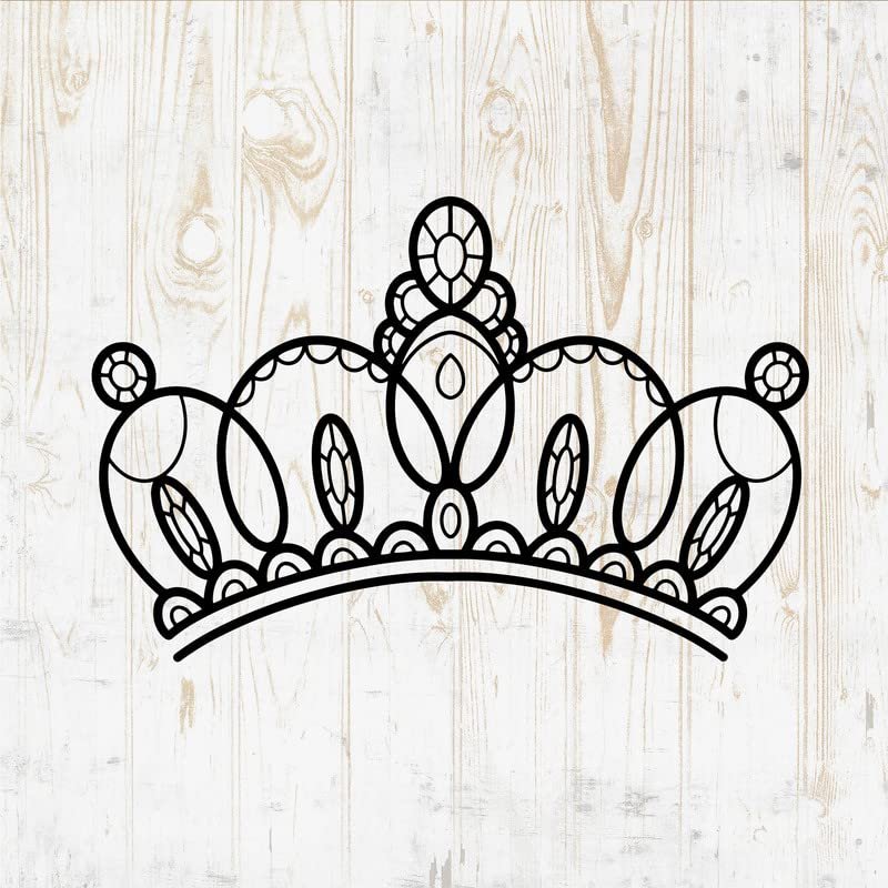 Tiara Decals Peel and Stick - Wall Vinyl Decals Stickers - Princess Prom Birthday Crown Wedding Silhouette - Car Window Truck Laptop Tumbler - Cafe Bar Store Girls Kids Nursery Room Decor DWSV17863
