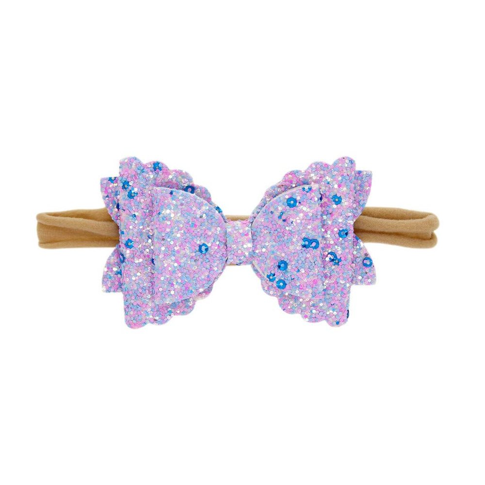 KAGAYD Newbron Girl Headbands Bow Elastic Bow Hairband Cute Baby Hair Sequin Rope Girls Baby Care (D, One Size)