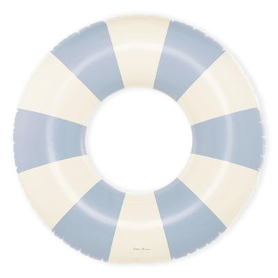 Petites Pommes Swimming Tube for Adults - Durable Inner Tube, Handprinted Classic Striped Design Pool Tubes, Soft Comfort Seaming, Packable Floats for Travel, Light Blue, 47 inch