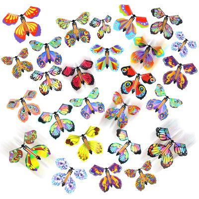 LOMIMOS 40PCS Flying Butterfly, Magic Wind Up Butterfly Toy Gift for Kids Surprise Explosion Box Wedding Birthday Party Book Greeting Card(20 Styles)