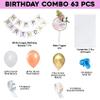 Happy Birthday Decoration Kit Combo Set Birthday Bunting White Net Metallic Confetti Balloons with Balloon Knot - 63Pcs Happy Birthday Decorations Items view 2