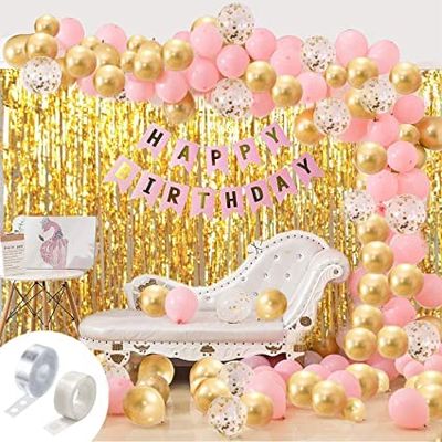 Birthday Decorations for Girls - Huge 93Pcs, Birthday Balloons for Decoration | Birthday Theme Decoration for Girls | Birthday Decoration Items for Wife, Girls | Birthday Decoration Kit
