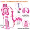 GMAOPHY 2 Pack Bow and Arrow Toy for 5 6 7 8 9 10 11 12 Year Old Boys, Birthday for Kids, Indoor Outdoor Sport Games Toys for Ages 4-8 8-12, LED Light Up Archery Set with 20 Toy Arrows (Pink) view 3