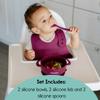 Bazzle Baby Silicone Suction Bowls with Suction with Lid and Spoon BPA Free Silicone, Baby Led Weaning, Stay Put Bowl for Toddler Kids, Bowl with Lid and Spoon 2 pack (Cran and Cran) view 2