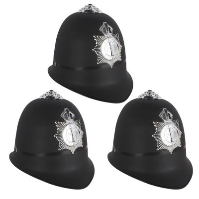 3 Pack Helmet Hat for Halloween Party Costumes (British Bobby Policeman Cop Officer)