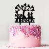 Mrs And Mrs Cake Toppers Personalized Travel Wedding Cake Toppers Two Brides with Love Trees Cake Topper Black Acrylic Same Sex Bride And Bride Gifts Mrs Mrs with Last Name view 3