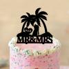 Tropical Beach Cake Toppers Personalized Mr And Mrs Wedding Cake Toppers Bride And Groom Under Palm Tree Keepsake Decoration Black Acrylic Couple Silhouette Cake Toppers with Initials view 4