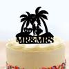 Wedding Cake Toppers Personalized Tropical Beach Cake Toppers with Initials Black Acrylic Wedding Cake Topper Mr Mrs Engagement Cake Decoration Rustic Gifts for Couple view 1
