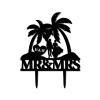 Wedding Cake Toppers Personalized Tropical Beach Cake Toppers with Initials Black Acrylic Wedding Cake Topper Mr Mrs Engagement Cake Decoration Rustic Gifts for Couple view 2