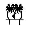 Travel Theme Wedding Cake Toppers Custom Mr And Mrs Cake Toppers Bride Groom with Palm Tree Cake Decoration Black Acrylic Couple Silhouette Cake Toppers with Initials view 2