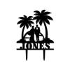 Tropical Beach Cake Toppers Personalized Mr And Mrs Wedding Cake Toppers Bride Groom with Palm Tree Keepsake Decoration Black Acrylic Couple Silhouette Cake Toppers with Last Name view 2