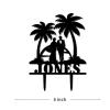 Tropical Beach Cake Toppers Personalized Mr And Mrs Wedding Cake Toppers Bride Groom with Palm Tree Keepsake Decoration Black Acrylic Couple Silhouette Cake Toppers with Last Name view 3