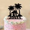 Tropical Beach Cake Toppers Personalized Mr And Mrs Wedding Cake Toppers Bride Groom with Palm Tree Keepsake Decoration Black Acrylic Couple Silhouette Cake Toppers with Last Name view 4