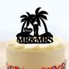 Bride And Groom Under Palm Tree Cake Toppers Mr And Mrs Silhouette Wedding Cake Toppers Custom Initials Tropical Beach Theme Wedding Cake Toppers Married Cake Decoration for Party view 1