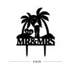 Bride And Groom Under Palm Tree Cake Toppers Mr And Mrs Silhouette Wedding Cake Toppers Custom Initials Tropical Beach Theme Wedding Cake Toppers Married Cake Decoration for Party view 3