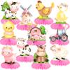 11Pcs Pink Farm Animals Honeycomb Centerpieces Farm Theme Party Table Centerpieces Barnyard Party Honeycomb Decorations Farm Birthday Party Table Decorations for Farm Theme Baby Shower Supplies view 1