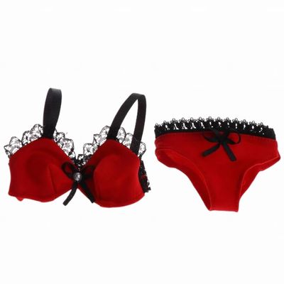 1/3 BJD Doll Lace Lingerie Set  Red Bra and Panties Outfit for SD Ball Jointed Dolls  Fashion Dress-Up Accessories