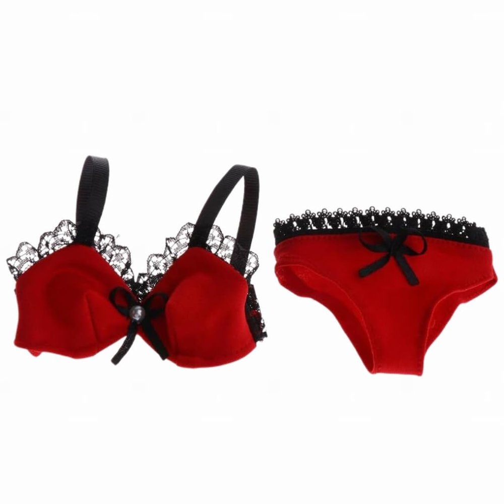 1/3 BJD Doll Lace Lingerie Set  Red Bra and Panties Outfit for SD Ball Jointed Dolls  Fashion Dress-Up Accessories