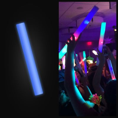 Promotional Party Sticks 100 Blue Foam Glow Sticks - 16" Light Up Sticks for Wedding, Parties & Dancing