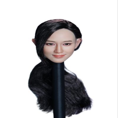 1/6 Scale Female Head Sculpt,Asian Girl Smile Face Ponytail Hair Head Carved for 12inch Female PH TBL JO Action Figure Body Collection