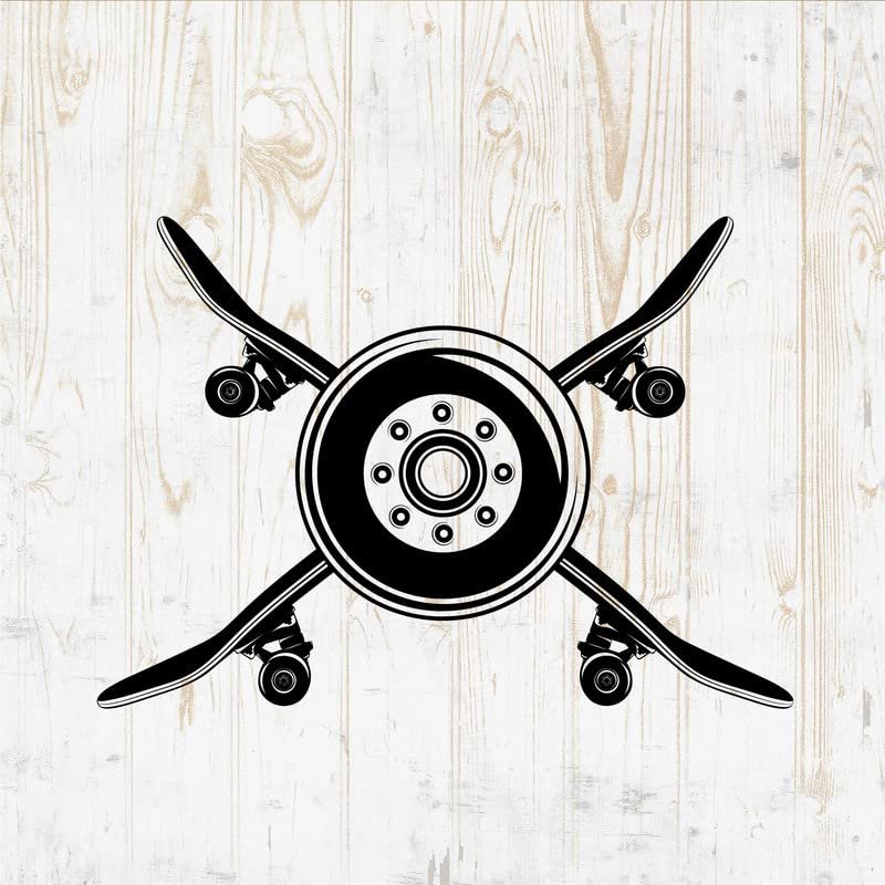 Skateboard Decals Peel and Stick - Wall Vinyl Decals Stickers - Custom Personalized Skater Skateboarding Silhouette - Car Window Truck Laptop Tumbler - Girls Boys Kids Bedroom Room Decor DWSV18255
