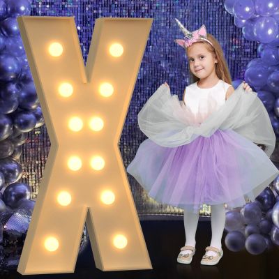 Mixifox Marquee Letters 4 Feet Tall, 4FT Large Light up Letters X, Big Sign X with Warm White Light for 15th XV Birthday Wedding Proposal Engagement Graduation Party Backdrop Decorations