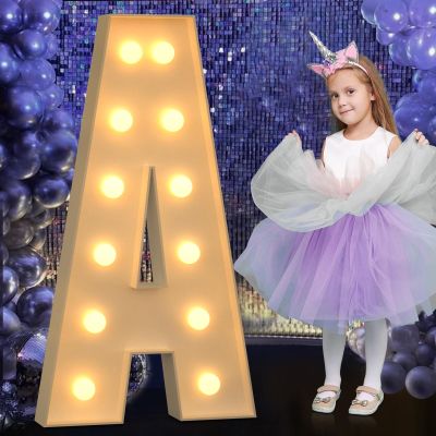 Mixifox Marquee Letters 4 Feet Tall, 4FT Large Light up Letters A, Big Sign A with Warm White Light for Birthday Wedding Proposal Engagement Graduation Party Backdrop Decorations