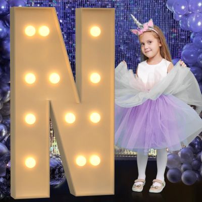 Mixifox Marquee Letters 4 Feet Tall, 4FT Large Light up Letters N, Big Sign N with Warm White Light for Birthday Wedding Proposal Engagement Graduation Party Backdrop Decorations
