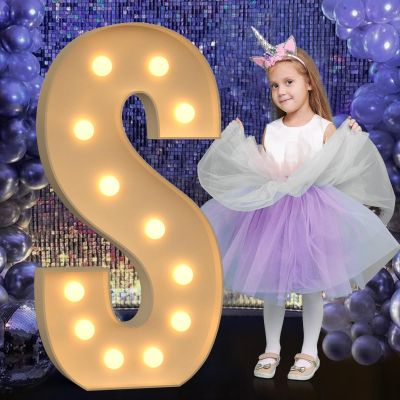 Mixifox Marquee Light Up Letters, 4FT Marquee Letters, Large Light Up Letter for Party Decor, Mosaic Balloon Frame, Cardboard Letter for Birthday Wedding Engagement Party Decorations, Giant Letter S
