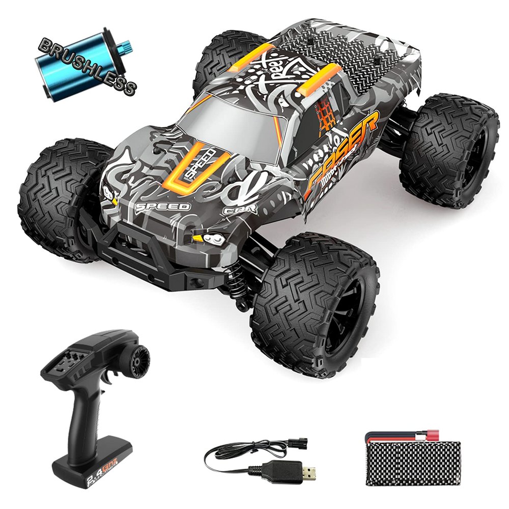 GoolRC Brushless RC Cars for Adults, 1:14 Scale Remote Control Car, 4WD 45KM/H Speed RC Truck, 2.4GHz All Terrains Off Road Monster Truck (Grey)