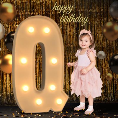 Mixifox Marquee Letters 3 Feet Tall, 3FT Large Light up Letters Q, Big Sign Q with Warm White Light for Birthday Wedding Proposal Engagement Graduation Party Backdrop Decorations