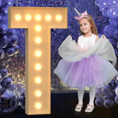 Mixifox Marquee Letters 4 Feet Tall, 4FT Large Light up Letters T, Big Sign T with Warm White Light for Birthday Wedding Proposal Engagement Graduation Party Backdrop Decorations