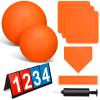 Jenaai 9 Pcs Sports Kickball Set Include 2 Pieces Kickball 5 Pieces Bases Flip Scoreboard and Pump Basketball Football Baseball Tennis Sport(10 Inch, 8.5 Inch,Orange) view 1
