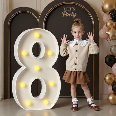3FT Marquee Numbers, Light Up Numbers 8 for 8th 18th 48th Birthday Decorations, Big Numbers for Party Decorations, Large Light Up Numbers for Party Decor DIY Pre-Cut Foamboad Mosaic Numbers