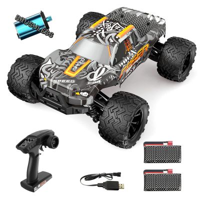 GoolRC Brushless RC Cars for Adults, 1:14 Scale Remote Control Car, 4WD 45KM/H Speed RC Truck, 2.4GHz All Terrains Off Road Monster Truck with 2 Batteries (Grey)