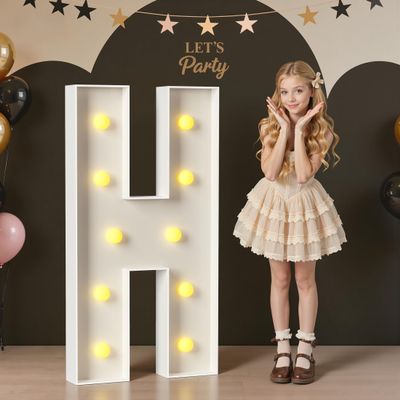 Mixifox Marquee Letters 4 Feet Tall, 4FT Large Light up Letters H, Big Sign H with Warm White Light for Birthday HOCO Wedding Proposal Engagement Graduation Party Backdrop Decorations